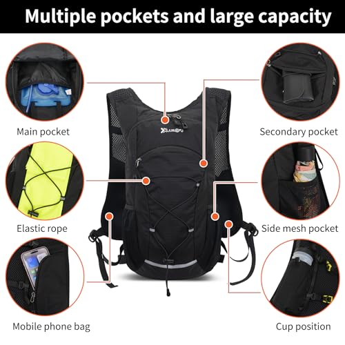 DOJUNS Hiking Backpack Lightweight Travel Backpack 20L Waterproof Hiking Daypacks Camping Backpack for Men Women (Black) - color: Black