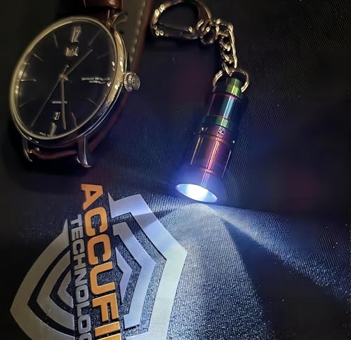 e1 Smallest Keychain Flashlight Tiny Micro Mini Key Ring Light Bright Long Lifetime Waterproof for Everyday EDC Emergency Dog Walking Sleeping Reading Nice Gift (Colorful Stainless Steel) - color: Color steel