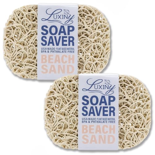 Soap Savers for Bar Soap, American Made by Luxiny, Lifts Soap in Soap Dishes & Shower Soap Holders -Handmade Soap Lasts Longer -Made from Plant Based Materials (Sand - 2 Pack) - color: Sand - 2 Pack