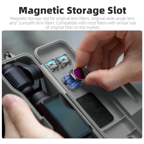 Travel Waterproof Case for DJI Osmo Pocket 3 Accessories (Orange) | for Osmo Pocket 3 Creator Combo / Xtra Muse Case, with 3 Magnetic CPL/ND Filter Slots and 2 Card Slots, with Wrist Strap - color: Orange