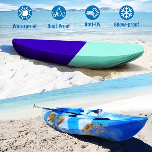 SIRUITON Kayak Cover 9-13FT 420D Waterproof Board Covers | Outdoor Dust Kayak Storage Cover-UV Protection Paddle for Canoe, Paddle Board, SUP, and Kayak Boat - size: 9-10FT