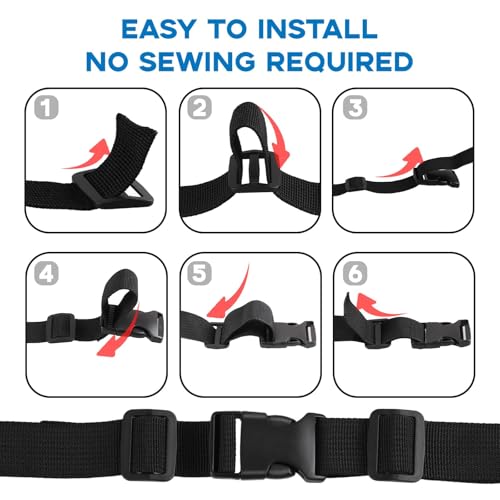 Strap and Buckles kit - 18 ft Nylon Webbing 1 inch wide, 8 Pack Quick Release Buckle, 16 pieces Tri-Glide Slide Clips, Black Stylish Plastic Buckles for Strips 1 inch Set, Adjustable Non-sewing