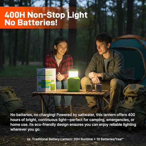 Saltwater LED Emergency Light No Battery Hurricane Survival Lantern | Water activated design provides bright emergency light anytime using salt water without batteries.