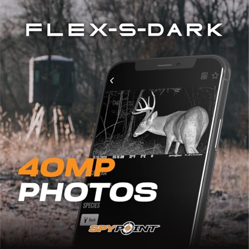 SPYPOINT Flex-S-Dark Solar Cellular Trail Camera – Built-in Solar Panel, 40MP Photos, 1080p Videos + Sound, No-Glow Game Camera, Night Vision, Motion Activated Trail Cam - style: FLEX-S DARK