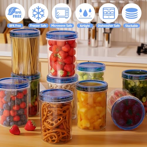 10 Pack-32 OZ Freezer Storage Containers, Small Plastic Food Storage Containers with Twist Top Lids, BPA Free and Reusable Meal Prep Containers Microwave/Dishwasher Safe - color: 10P-32 OZ