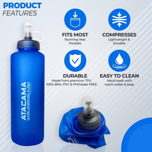 MyBand Soft Water Flask - 750ml/25oz - Collapsible Running Bottle – Wide Opening - size: 25 oz (Pack of 2)