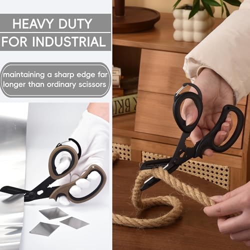 MEUUT All Purpose Scissors 2 PCS with Carabiner for Kitchen Outdoor - color: Black+coffee