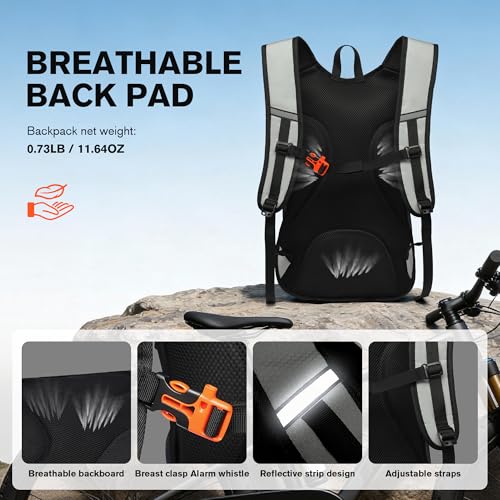 Ultra-Light Soft Hiking Daypack With Cushioned Breathable Back Panel | Sports Backpack, 20L, Gray - color: Gray, size: 20L