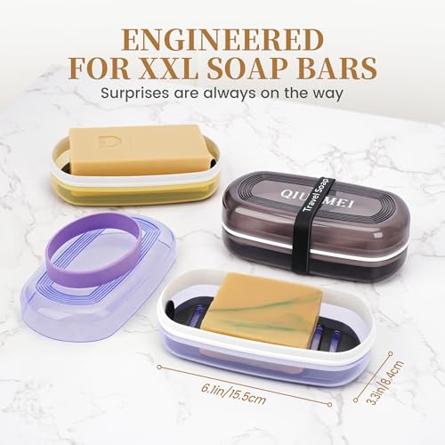 Shampoo Bar Holder and Soap Case, Leakproof Travel Container with Lid & Drain Tray, Includes Silicone Strap and Soap Bag, Compatible with Kitsch Solid Shampoo & Conditioner Bars(Lemon Yellow, Large) - color: Lemon Yellow Style A-large