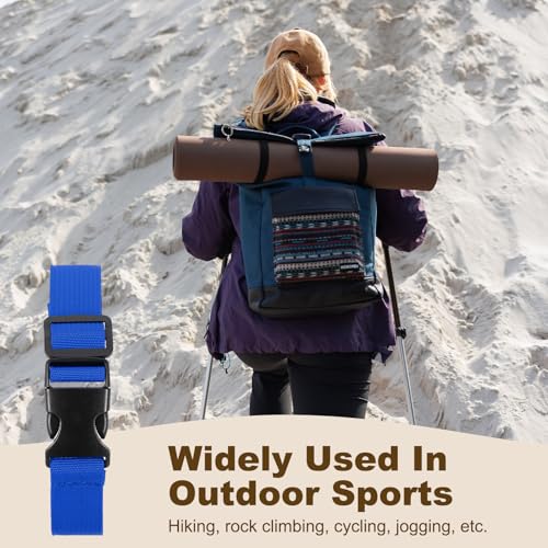 PATIKIL Utility Straps with Quick Release Buckle, (1 Inch x 6 Feet, Blue) (3 Pcs) Adjustable Luggage Polyester Straps Backpack Webbing, Suit for Sleeping Bag/Camping/Hiking - color: Blue, size: 1 Inch x 6 Feet