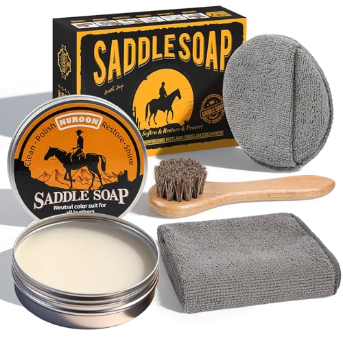 Nuroon Leather Boots Care Kit- Leather Cleaner Boots Shoes Cleaning Kit, Saddle Soap,Mink Oil and Wax Waterproofer - style: 4 Pieces