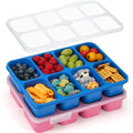MaMix Snackle Box Container,Leak-Proof Snack Box 8 Compartment Divided Serving Tray with Lid, Dishwasher Safe Food Containers for Fruit Candy Snack Nuts Veggie Party (2 PACK) - color: BLUE+PINK