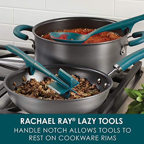 Rachael Ray Tools and Gadgets Lazy Crush & Chop, Flexi Turner, and Scraping Spoon Set / Cooking Utensils - 3 Piece, Teal Blue - color: Teal