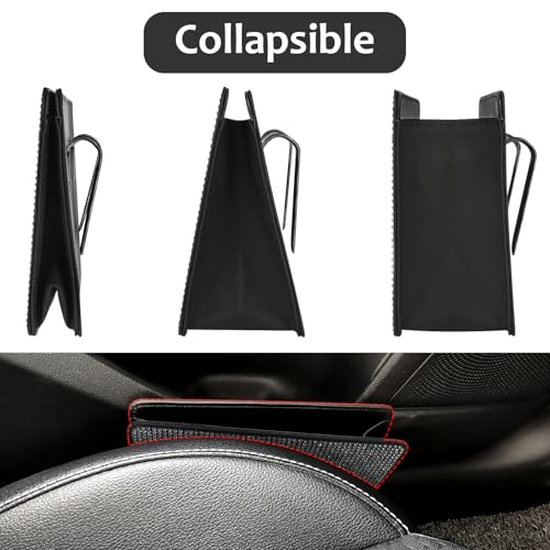 Accmor Bling Car Trash Can, Foldable Vehicle Trash Bin Dustbin Garbage Organizer Storage, Sparkling Crystal Rhinestone Trash Bags Holder Container with 30pcs Garbage Bag Car Accessories for Auto, SUV - color: Black/White