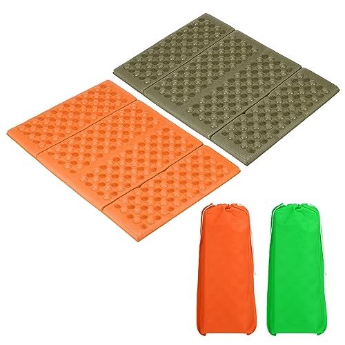 PATIKIL Foldable Hiking Seat Pad, XPE Cushion Sitting Pads Foam Mat Waterproof for Outdoor Camping Picnic Stadium - color: Orange,drak Green