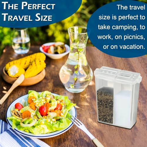 2Pcs Mini Salt and Pepper Shakers, Travel Spice Containers, Portable Seasoning Set, Refillable Plastic Jars with Lids for Home Kitchen, Restaurant, Wedding, Camping, RV, BBQ, Picnic Cooking - size: 2pcs