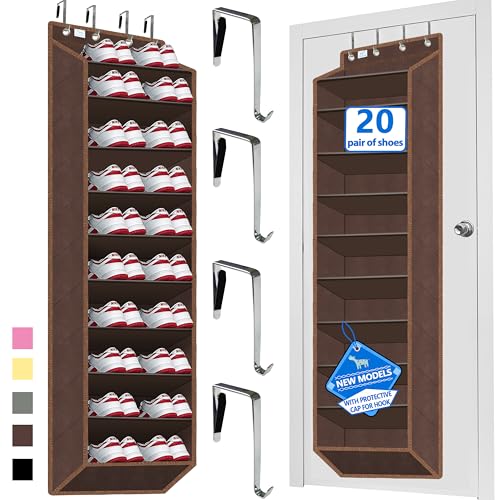 10 Tiers Shoe Organizer for Closet, 20 to 30 Pairs Shoe Rack Door - color: Coffee