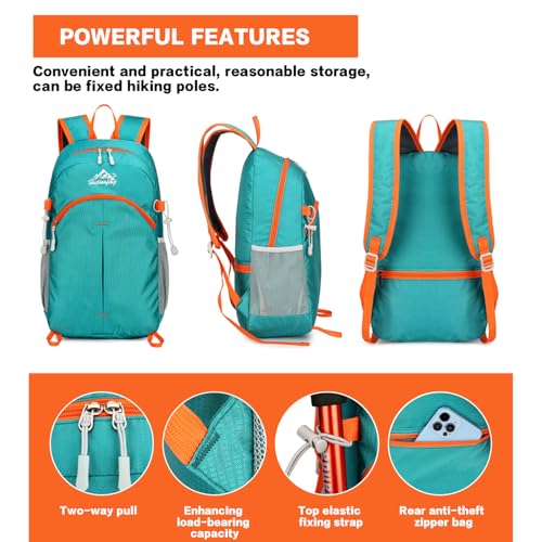 20L Hiking Daypack Packable, Lightweight Water Resistant Camping Backpack, Foldable Travel Backpack for Men Women Outdoor Gear - color: Chengse-xiao