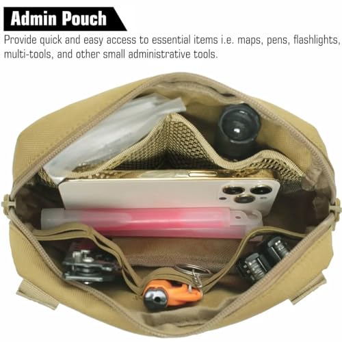 Tactical Molle Pouch, Multi-Purpose EDC Admin Pouch Utility Gadget Gear Backpack Military Waist Bag for Outdoor, Hunting, Traveling, Hiking - color: Tan