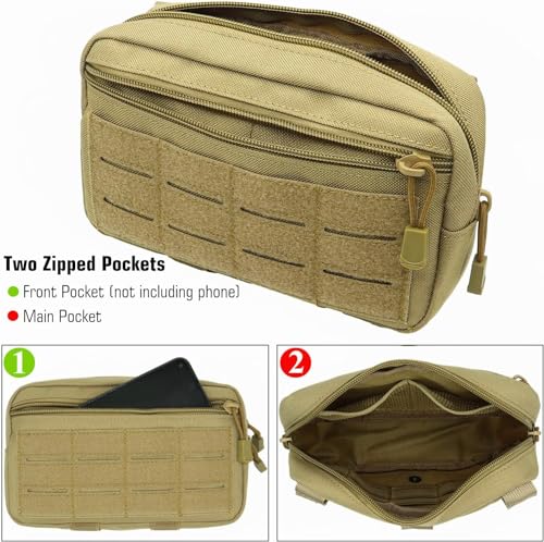 Tactical Molle Pouch, Multi-Purpose EDC Admin Pouch Utility Gadget Gear Backpack Military Waist Bag for Outdoor, Hunting, Traveling, Hiking - color: Tan