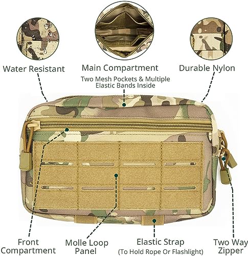 Tactical Molle Pouch, Multi-Purpose EDC Admin Pouch Utility Gadget Gear Backpack Military Waist Bag for Outdoor, Hunting, Traveling, Hiking - color: CP