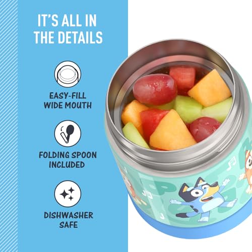 THERMOS FUNTAINER Kids Food Jar with Spoon, 10oz, Bluey - color: Bluey, size: 10 Ounce