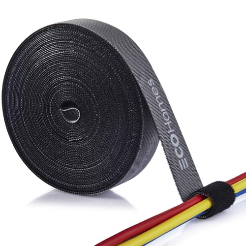 ECOHomes 1 Inch x 30 FT Double Sided Hook and Loop Roll Tape (Black) | Two Sides, Self Stick, No Adhesive, Reusable, Cable Ties Wrap for Cable Management, Heavy Duty, Extender Straps, Wire Strips - color: Black, size: 1 In x 30 FT
