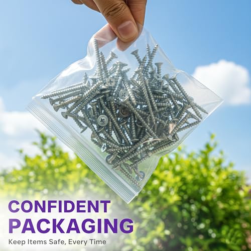 Heavy Duty Zip Seal Lock Bags, 4"x6" Extra Thick Storage Bags, 50 Pack | Small, Waterproof, Reusable Clear Poly Plastic Baggies, Resealable Zipper, for Tools, Parts, Hardware, Jewelry, Food & Snacks - size: 4"x6"