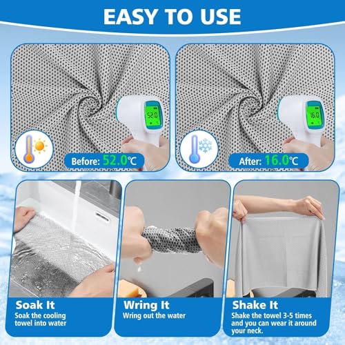 24 Pack Cooling Towels Bulk for Neck and Face 40"x12" Ice Cooling Sweat Rags Microfiber Soft Breathable Soft Chilly Towel for Yoga Golf Sport Running - color: Light Gray