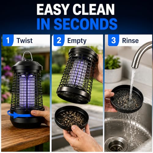 Bug Zapper Outdoor,4200v Mosquito Zapper Killer,Covers 1/2 Acre | Electric Bug zapper Helps Eliminate Mosquitoes and Flying Insects Outdoors. Ideal for Patio Backyard Garage. Easy-clean Tray
