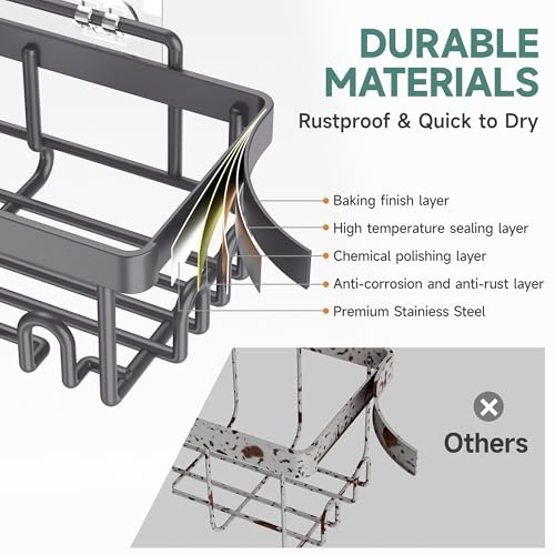 Veken Rustproof & Waterproof Shower Caddy 6-Pack, No Drilling Adhesive Shelves Rack with Soap Holder, Large Capacity Bathroom Organizers and Storage, Wall-Mounted Kitchen & Home Decor, Dark Grey - color: Dark Grey