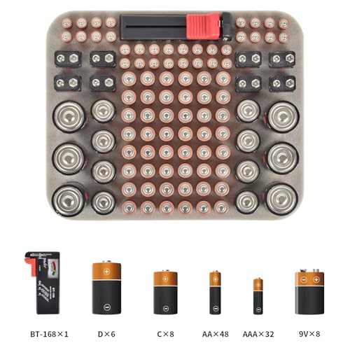 Comecase Battery Organizer Storage Box with Tester, Hard EVA Battery Case Holds 150+ AA AAA C D 9V 3V Lithium Batteries, Compact Battery Holder Carrying Bag for Home Drawer, Garage & Travel, Black - size: Medium 100+Batteries