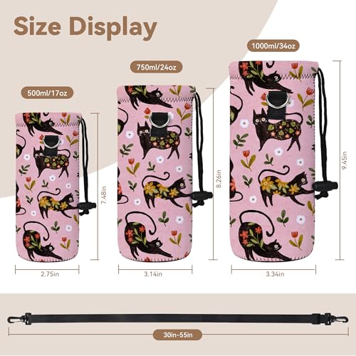 RICHEN Neoprene Water Bottle Carrier Bag with Adjustable Shoulder Strap,Insulated Water Bottle Cover for Stainless Steel/Glass/Plastic Bottles - color: BC-51, size: 500ml