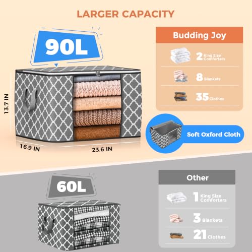 90L Large Storage Bags, 6 Pack Clothes Storage Bins Closet Organizers - color: Pattern, size: 6 Pack-90L