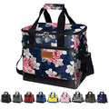 iknoe 24 Can Insulated Cooler Bag, 15L Leakproof Lunch Tote Bag - color: Flower, size: Large