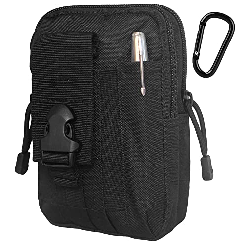 PHILEX Tactical Molle Pouch EDC Utility Gadget Outdoor Men Waist Bag with Phone Belt Clip Holder Holster - color: Black