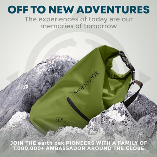 Earth Pak Waterproof Dry Bag with Zippered Pocket - Waterproof Dry Bag Backpack Keeps Gear Dry - color: Forest Green, size: 20L