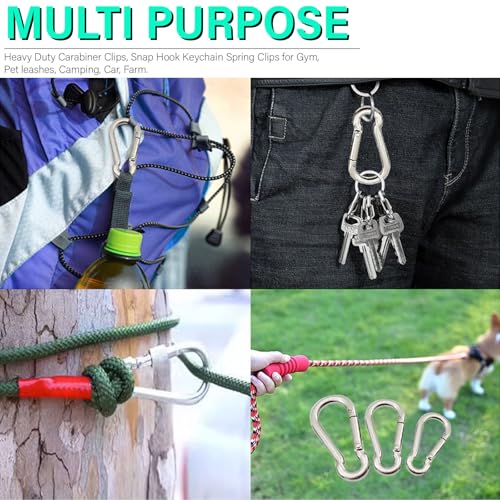 3.15 Inch 4 Pack Spring Snap Hook Carabiner, Cable Machine Accessories for Home Gym Pulldown Attachment, Exercise Machine, Heavy Duty Steel Clip for Outdoor Fitness - size: 2.75 Inch