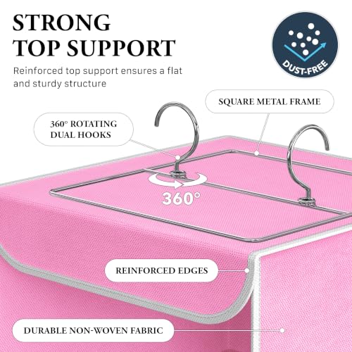 Simple Houseware 3 Shelf Hanging Closet Organizer, Pink - color: Pink