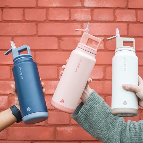 GROSCHE Alpine Flip N Sip Insulated Bottle with Straw, Mountain Blue, 40 oz - color: Mountain Blue, size: 40 Ounces