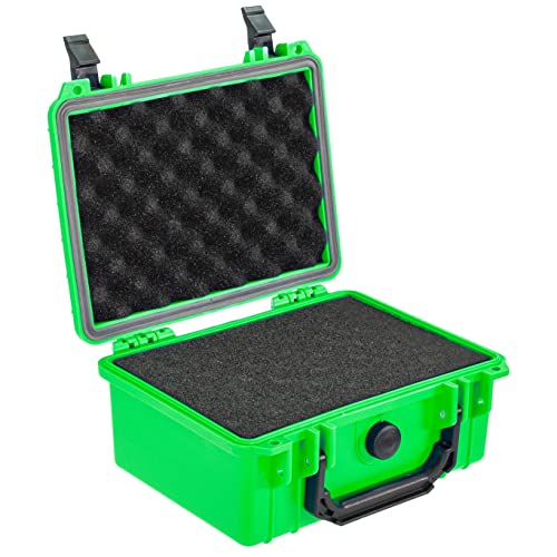 Eylar Protective Camera Hard Case Water & Shock Proof w/Foam, TSA Standards 9.12 inch 7.56 inch 4.37 inch (Neon Green) - color: Neon Green