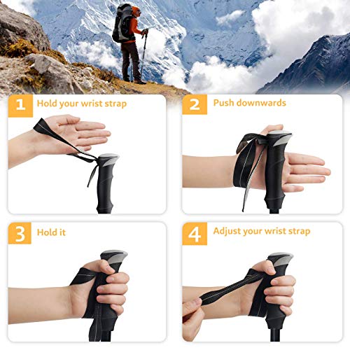 Covacure Hiking Poles Collapsible Lightweight-Aluminum 7075 Trekking Poles - color: Orange