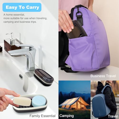 HAYSNA Solid Shampoo Bar Holder, Large Bar Soap Holder, Travel Soap Container, Soap Box with Draining Layer, Soap Case for Bathroom, Traveling, Gym, Camping (Black Style-1-Large) - color: Black Style-1-large