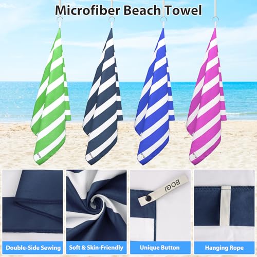 Microfiber Beach Towel Set, Quick Dry Beach Towel, Lightweight Absorbent Oversized Travel Towel, Sand Proof Compact Pool Towels for Travel Bath Beach Swim Gym Yoga（L 63''x31.5''） - color: Nblue