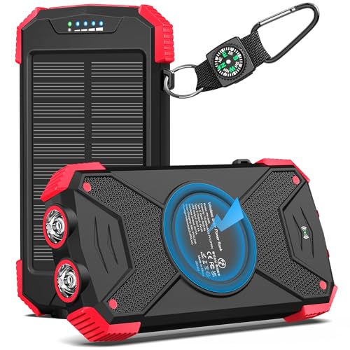 BLAVOR 2 Pack Solar Charger Power Bank 10,000mAh, Portable Wireless Charger, 20W Fast Charging External Battery Pack with USB C for Cell Phones