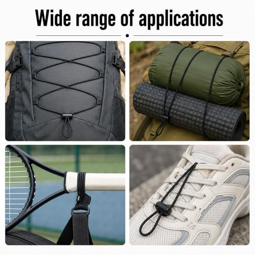3/32 Inch Black Nylon Bungee Cord 2.5mm 32.8 Ft Heavy Duty Elastic Shock Cord Stretch String Rope for DIY Craft Sewing Camping Luggage Tie Downs Outdoor Use