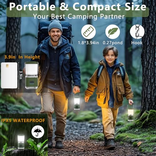 LED Camping Lantern Rechargeable, 336LM Small Camping Lights Lantern with Redlight&20Hours Runtime&Stepless Dimming, Hurricane Emergency Lights for Power Outages, Waterproof, Camping Essentials,6pcs