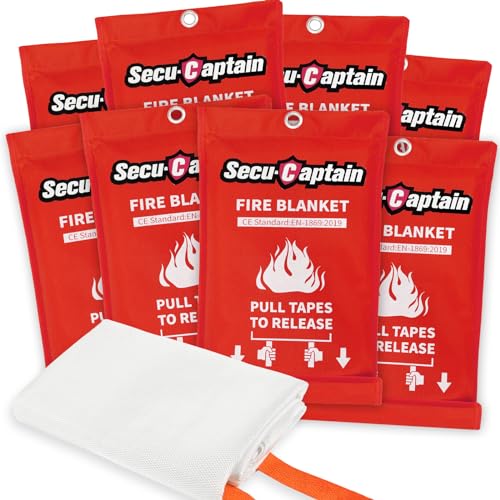 Emergency Fire Blanket for Home and Kitchen - 8 Pack 40"x40" Flame Suppression Fiberglass Fire Blankets for House Camping Car Warehouse Office Emergency Survival Safety