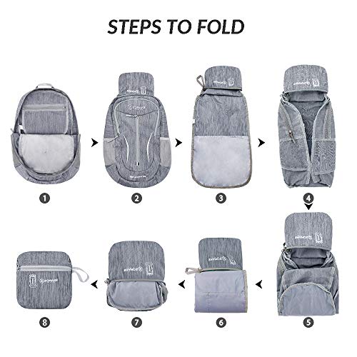 ZOMAKE 25L Ultra Lightweight Packable Backpack, Foldable Hiking Backpacks - color: Medium Grey, size: 25L
