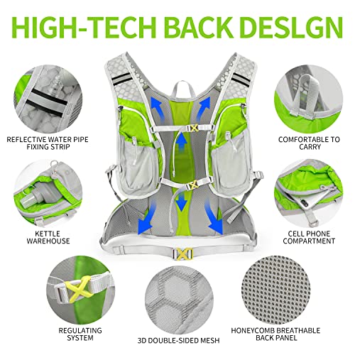 IX INOXTO Hydration Pack Backpack, Lightweight Water Backpack with 2L Hydration Bladder Daypack for Men Women,Running Hydration Vest for Trail Running Hiking Cycling Race Climbing - color: Fruit green